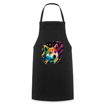 Akita Inu Hund Bunte Farben Regenbogen Kunst - Kochschürze - Schwarz - Vorne - AI Model Male 185 dark (185cm)