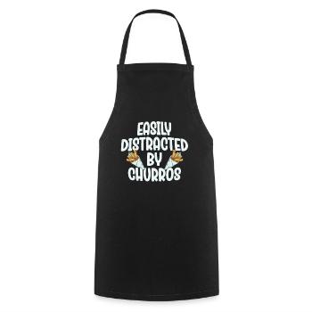Facilement distrait par les churros - Tablier de cuisine - noir - Devant - AI Model Male 185 dark (185cm)