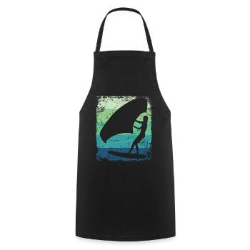 Flügelfolie Wingsurfing Retro-folie Flügel - Kochschürze - Schwarz - Vorne - AI Model Male 185 dark (185cm)