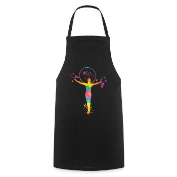Gymnaste avec gymnastique rythmique au cerceau - Tablier de cuisine - noir - Devant - AI Model Male 185 dark (185cm)