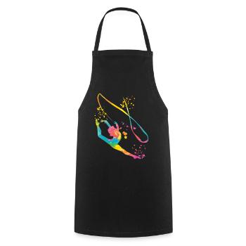 Gymnast with band Rhythmic gymnastics - Cooking Apron - black - Front - AI Model Male 185 dark (185cm)
