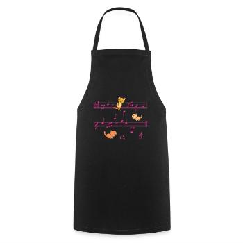 Three Kittens On Musical Notes Musician - Cooking Apron - black - Front - AI Model Male 185 dark (185cm)