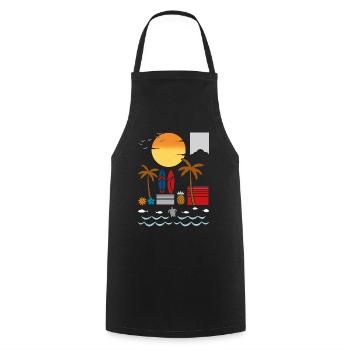 Summer Palm Tree Surf Hello Summer Hawaii - Cooking Apron - black - Front - AI Model Male 185 dark (185cm)