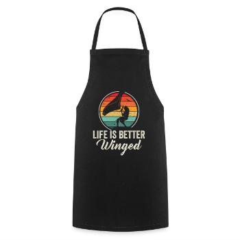 Life Is Better Winged Wing Foil Wings - Cooking Apron - black - Front - AI Model Male 185 dark (185cm)