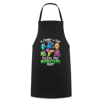 One candy a day Monster Funny Halloween - Cooking Apron - black - Front - AI Model Male 185 dark (185cm)