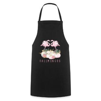 Fallmingo Autumn Leo Pumpkin Flamingo - Cooking Apron - black - Front - AI Model Male 185 dark (185cm)