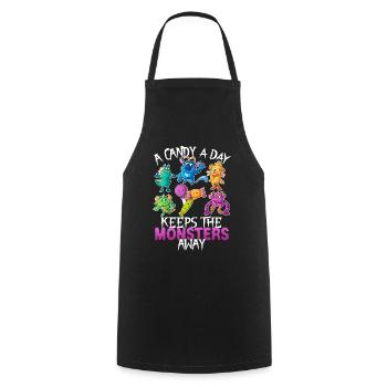 Un bonbon un monstre drôle d’Halloween - Tablier de cuisine - noir - Devant - AI Model Male 185 dark (185cm)