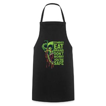 Zombies eat brains Don't worry, you're safe - Cooking Apron - black - Front - AI Model Male 185 dark (185cm)