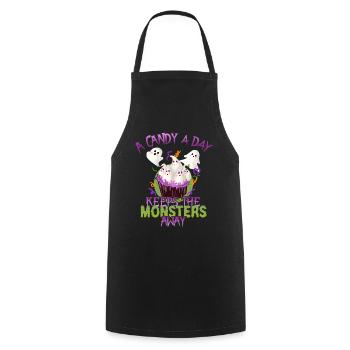Eine Süßigkeit Pro Tag Monster Lustiges Halloween - Kochschürze - Schwarz - Vorne - AI Model Male 185 dark (185cm)