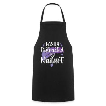 Easily distracted by nail art Nail Tech - Cooking Apron - black - Front - AI Model Male 185 dark (185cm)
