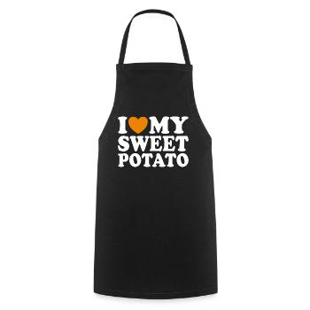 J'aime Ma Patate Douce Couple Thanksgiving - Tablier de cuisine - noir - Devant - AI Model Male 185 dark (185cm)