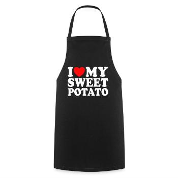 J'aime Ma Patate Douce Couple Thanksgiving - Tablier de cuisine - noir - Devant - AI Model Male 185 dark (185cm)