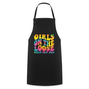 Girls On The Loose Girls Trip 2024 - Cooking Apron - black - Front - AI Model Male 185 dark (185cm)