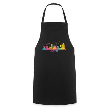 Austinites Aquarell Skyline Austin - Kochschürze - Schwarz - Vorne - AI Model Male 185 dark (185cm)