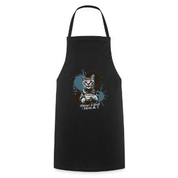 Katze mit Kaffee, Kaffee ist immer eine gute Idee - Kochschürze - Schwarz - Vorne - AI Model Male 185 dark (185cm)