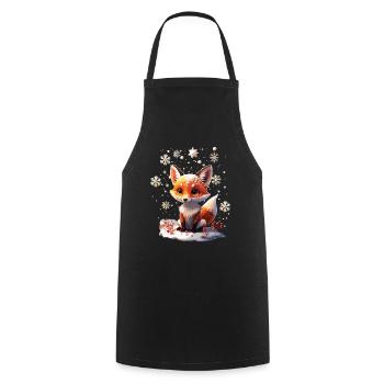 Cute Cute Fox in Winter Gift - Cooking Apron - black - Front - AI Model Male 185 dark (185cm)