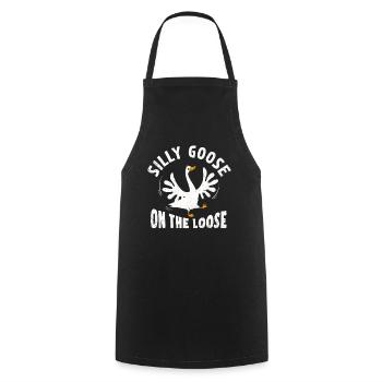 Silly geese on the loose - Cooking Apron - black - Front - AI Model Male 185 dark (185cm)