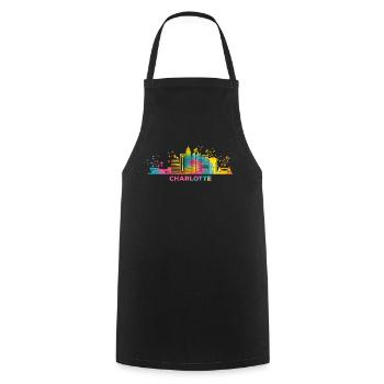 Charlottean's Skyline Charlotte - Cooking Apron - black - Front - AI Model Male 185 dark (185cm)