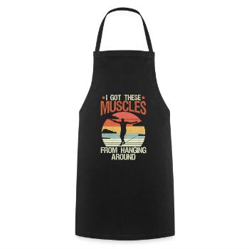 I got these muscles from hanging around - Cooking Apron - black - Front - AI Model Male 185 dark (185cm)