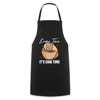 Every time it´s chai time - Kochschürze - Schwarz - Vorne - AI Model Male 185 dark (185cm)