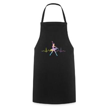Ballet, Danseur, Battement de cœur, Ecg, Ballerine - Tablier de cuisine - noir - Devant - AI Model Male 185 dark (185cm)