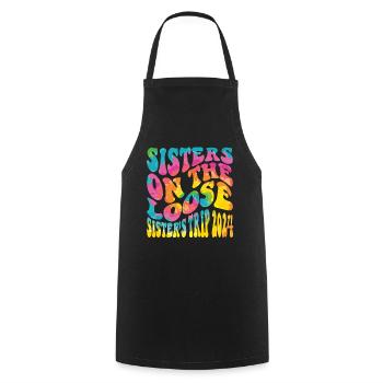 Sisters On The Loose Girls Reunion Trip - Cooking Apron - black - Front - AI Model Male 185 dark (185cm)