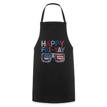 Happy Fri Yay Teacher Weekend Funny Meme - Cooking Apron - black - Front - AI Model Male 185 dark (185cm)