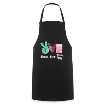 Week-end entre filles Peace Love Girls Trip 2024 - Tablier de cuisine - noir - Devant - AI Model Male 185 dark (185cm)