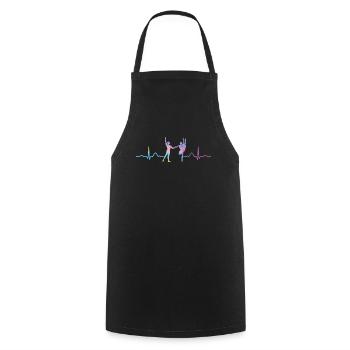 Ballet, Danseur, Battement de cœur, Ecg, Ballerine - Tablier de cuisine - noir - Devant - AI Model Male 185 dark (185cm)