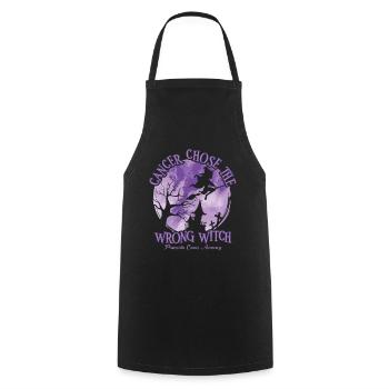 Cancer Sorcière Pancréas Violet - Tablier de cuisine - noir - Devant - AI Model Male 185 dark (185cm)