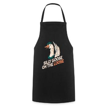 The stupid goose on the loose - Cooking Apron - black - Front - AI Model Male 185 dark (185cm)