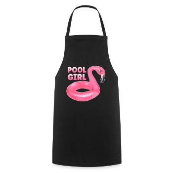 Pool Girl Flamingo Floatie Swimming Pool - Cooking Apron - black - Front - AI Model Male 185 dark (185cm)