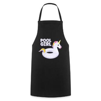 Pool Girl Unicorn Floatie Swimming Pool - Cooking Apron - black - Front - AI Model Male 185 dark (185cm)
