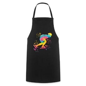 Speed skater Sportswoman Speed Skating - Cooking Apron - black - Front - AI Model Male 185 dark (185cm)