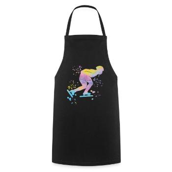 Speed skater Sportswoman Speed Skating - Cooking Apron - black - Front - AI Model Male 185 dark (185cm)