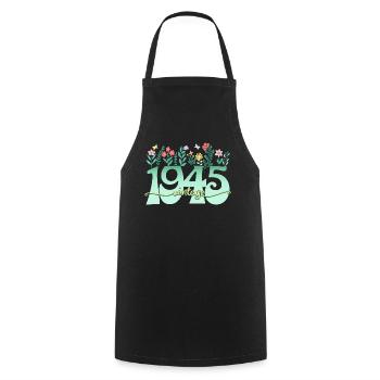 Motif Fleurs 1945 Fête Anniversaire Femme 80 Ans - Tablier de cuisine - noir - Devant - AI Model Male 185 dark (185cm)