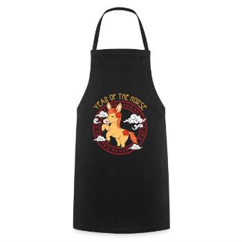 Year Of Horse Kawaii Zodiac Chinese New Year - Cooking Apron - black - Front - AI Model Male 185 dark (185cm)
