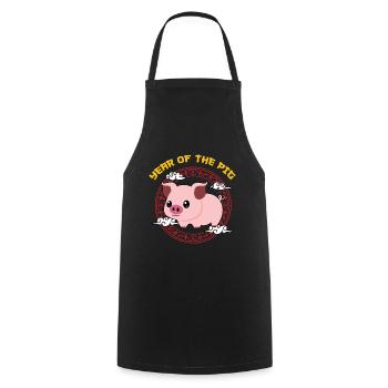 Année Du Cochon Kawaii Zodiac Nouvel An Chinois - Tablier de cuisine - noir - Devant - AI Model Male 185 dark (185cm)