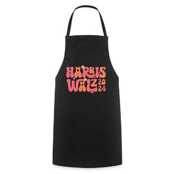 Kamala Harris Walzer Walzer 2024 Retro - Kochschürze - Schwarz - Vorne - AI Model Male 185 dark (185cm)