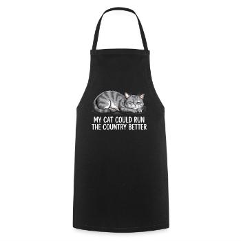 Mon Chat Gouvernerait Mieux Le Pays - Tablier de cuisine - noir - Devant - AI Model Male 185 dark (185cm)