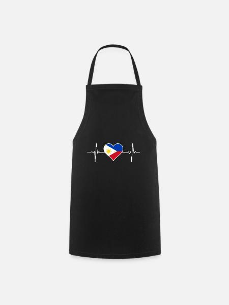 Battement de cœur du drapeau des Philippines - Tablier de cuisine - noir