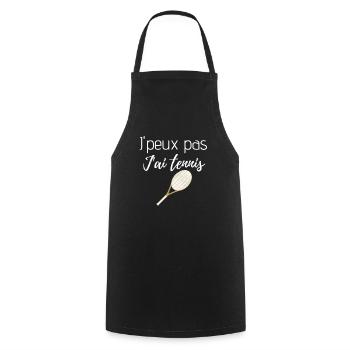 J'ai tennis raquette blanche et dorée - Tablier de cuisine - noir - Devant - AI Model Male 185 dark (185cm)