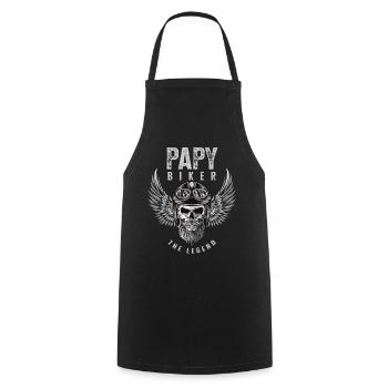 Papy biker motard cadeau drôle moto papi - Tablier de cuisine - noir - Devant - AI Model Male 185 dark (185cm)