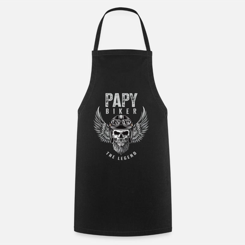 Papy biker motard cadeau drôle moto papi - Tablier de cuisine - noir