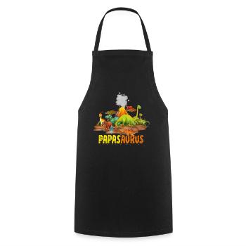 Papasaurus père de papa dinosaure rétro drôle - Tablier de cuisine - noir - Devant - AI Model Male 185 dark (185cm)