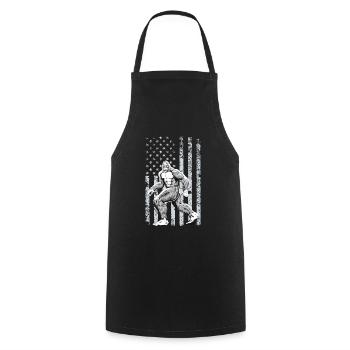 Bigfoot Drapeau américain 4 juillet Patriotique - Tablier de cuisine - noir - Devant - AI Model Male 185 dark (185cm)