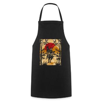 Samouraï Art Japonais Vintage Fighter Rétro - Tablier de cuisine - noir - Devant - AI Model Male 185 dark (185cm)