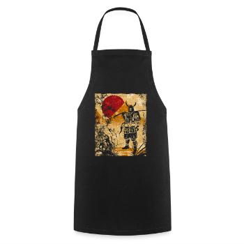 Samouraï Art Japonais Vintage Fighter Rétro - Tablier de cuisine - noir - Devant - AI Model Male 185 dark (185cm)