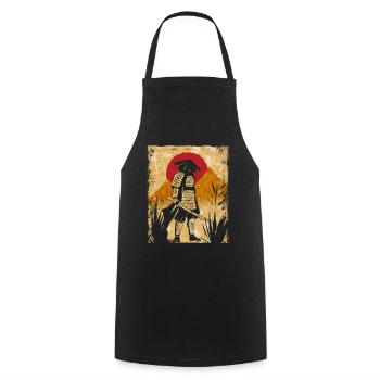 Samouraï Art Japonais Vintage Fighter Rétro - Tablier de cuisine - noir - Devant - AI Model Male 185 dark (185cm)