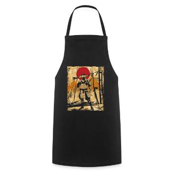 Samouraï Art Japonais Vintage Fighter Rétro - Tablier de cuisine - noir - Devant - AI Model Male 185 dark (185cm)